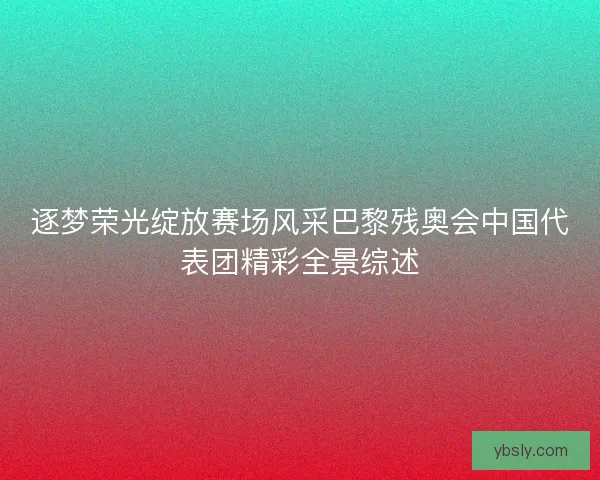 逐梦荣光绽放赛场风采巴黎残奥会中国代表团精彩全景综述 逐梦荣光绽放赛场风采巴黎残奥会中国代表团精彩全景综述