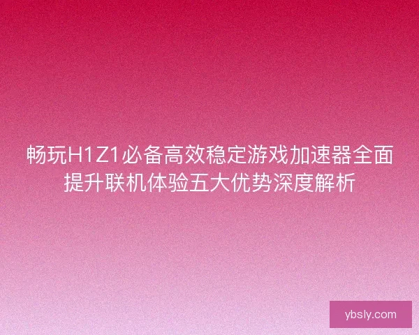 畅玩H1Z1必备高效稳定游戏加速器全面提升联机体验五大优势深度解析